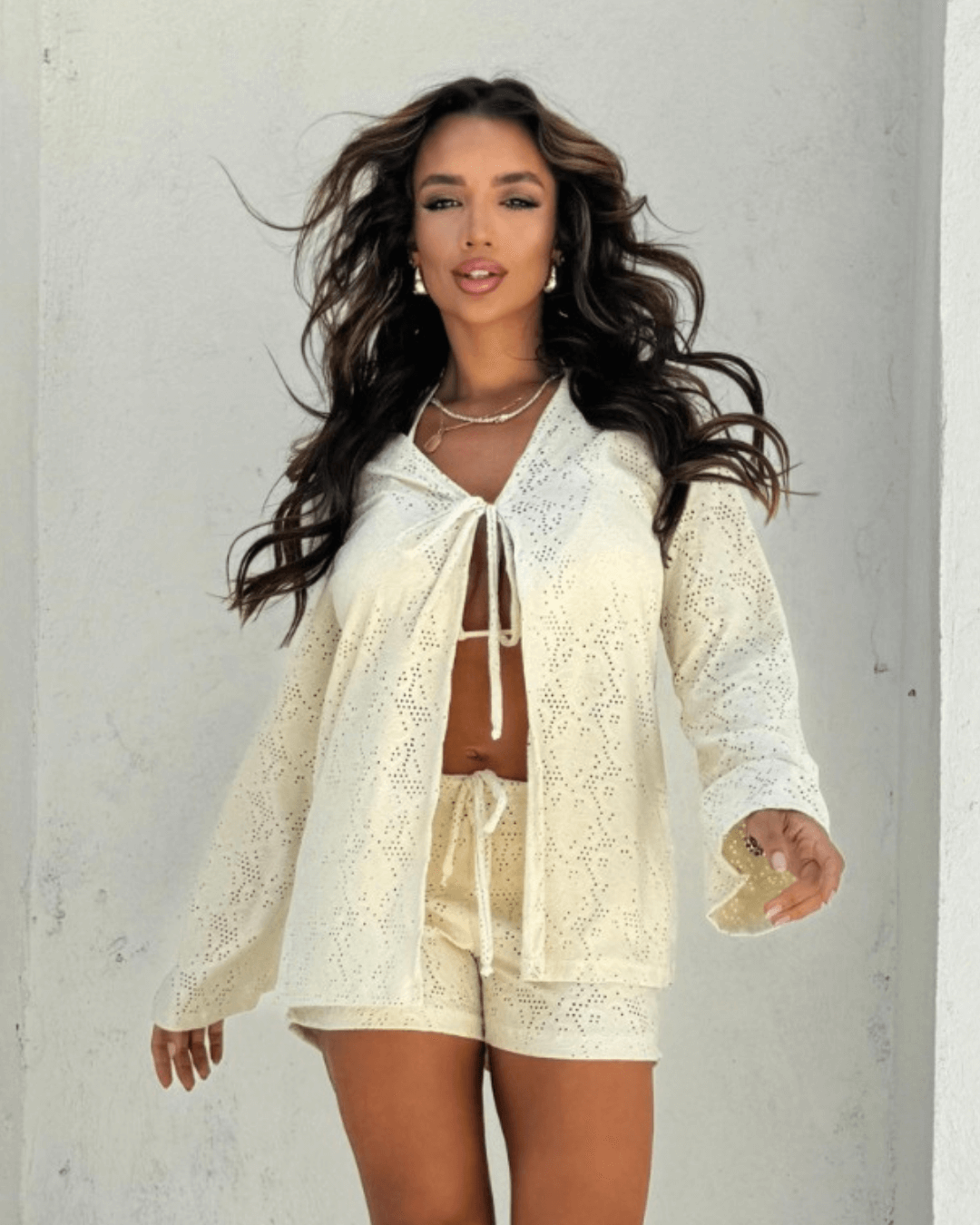 Conjunto Palm Beach Cream 2 peças