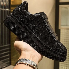 tênis conforto feminino  tenisglitter  tenis feminino confort  tenis esportivo feminino preto  tenis academia preto feminino  Tênis Glam - Ellegance DeLuxe