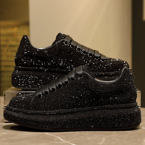 tênis conforto feminino  tenisglitter  tenis feminino confort  tenis esportivo feminino preto  tenis academia preto feminino  Tênis Glam - Ellegance DeLuxe